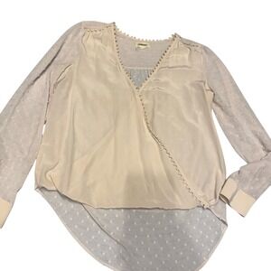 L'AGENCE Cream Sheer Polka Dot Blouse – Size S – Retails $325‎